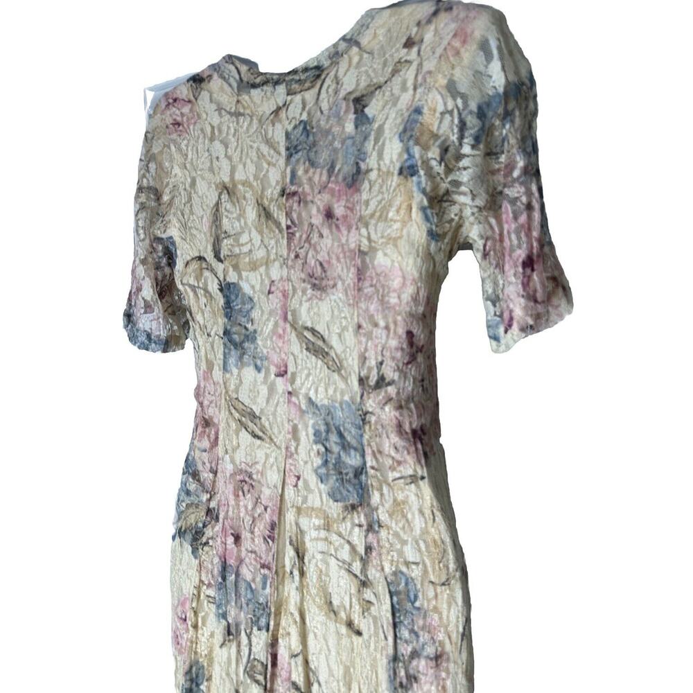 Vintage Lace Floral Maxi Dress S Rayon Cottagecore Indie Romantic Grunge 90s - Picture 5 of 12